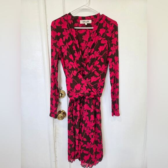 Diane Von Furstenberg Pink Brown Brenda Wrap Dress Medium - Picture 3 of 10